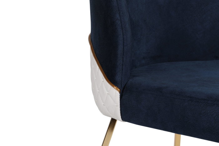 Hanah Home Madrid 908 V2 Sillas Barrocas Doradas Azul Oscuro Terciopelo/Piel Sintética